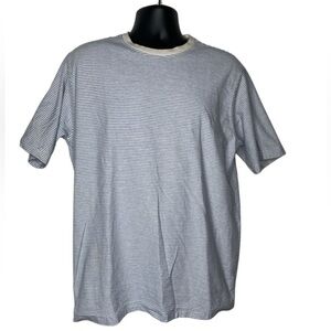 Basic Editions Striped Tee (Size:Large, Color:White/Black/Blue)